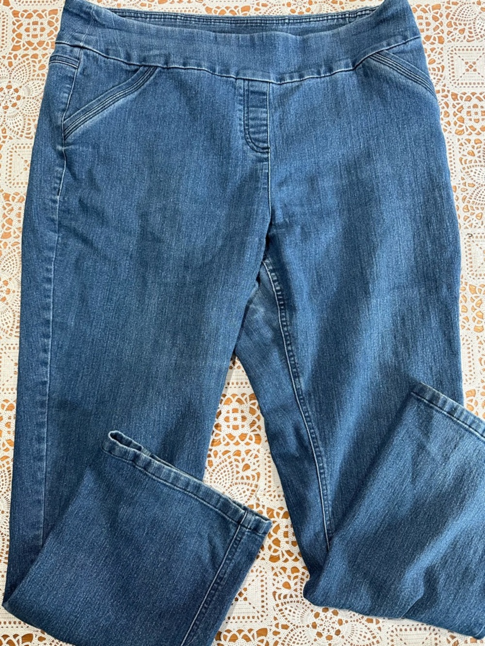 Denim-Look Pull-On Pants in Heathered Blue size 16P